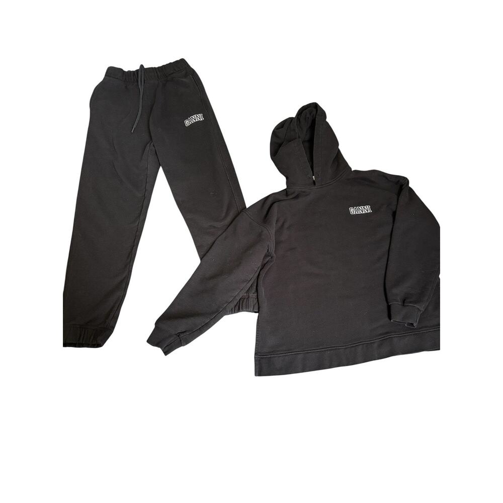 GANNI Black Hoodie Sweatshirt & Jogger Sweatpants Set Women S/M